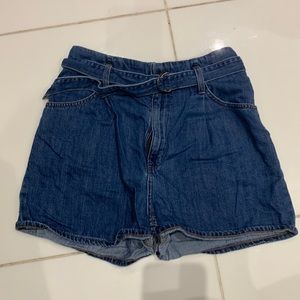 DARK WASH HIGH RISE JEAN SHORTS